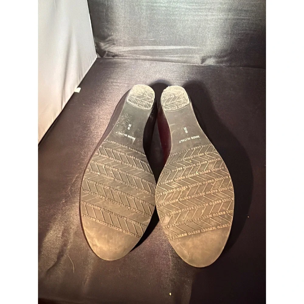 Sesto Meucci Burgundy Leather Jewel Toe Ballet‎ Flats Shoes Womens 9 N Italy